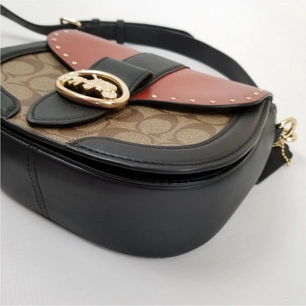 Coach Brown and Black Women's Bag Coach Georgie Saddle Bag Crossbody - Picture 4 of 16